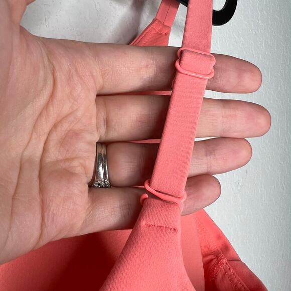 NWT Athleta Cropped Top / Longline Bra Medium Elevation V-Neck  A-C Sunset Glow - Picture 7 of 8